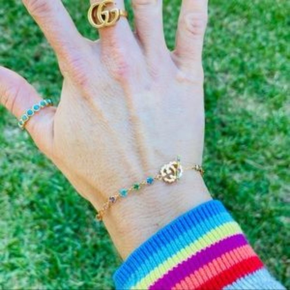 Gucci Running GG 18K Gold Multi-Stone Bracelet